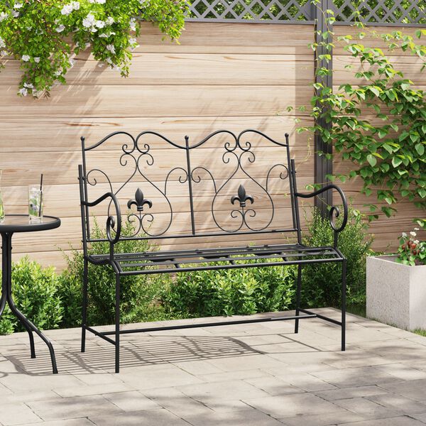 vidaXL Garden Bench Black 40.94 x 21.26 x 36.61 in Steel