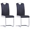 vidaXL Dining Chair Set of 2 Black Faux leather, Chrome-plated steel