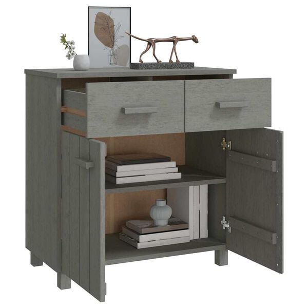 vidaXL Sideboard Light Grey Solid Pine Wood 31.1 x 15.7 x 31.5 in