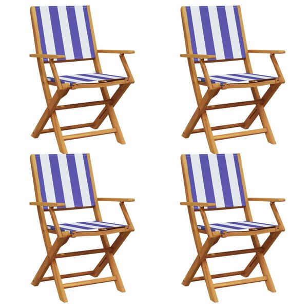 vidaXL Garden Chair Set of 4 Blue Solid Acacia wood Medium Foldable