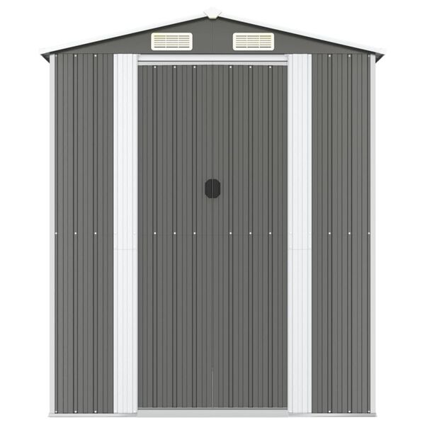 vidaXL Garden Shed Light grey Galvanized steel Large Sliding Components
