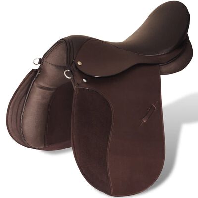 vidaXL Horse Riding Saddle Set 17.5" Real leather Brown 4.7" 5-in-1