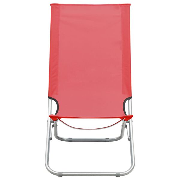 vidaXL Beach Chair Set of 2 Red Oxford fabric with PE coating, steel