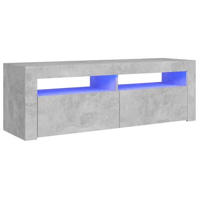 vidaXL TV Cabinet with LED Lights Concrete Gray 47.2"x13.8"x15.7"
