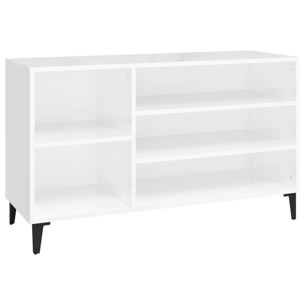 vidaXL Shoe Cabinet High gloss white Engineered wood Medium Shoe Cabinet