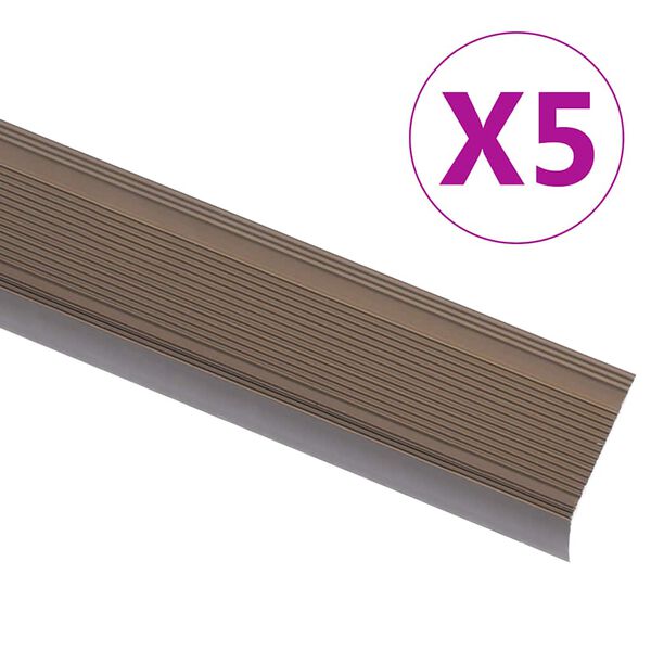 vidaXL Stair Nosings in L-shape 5 pcs Aluminium 39.4 " Brown