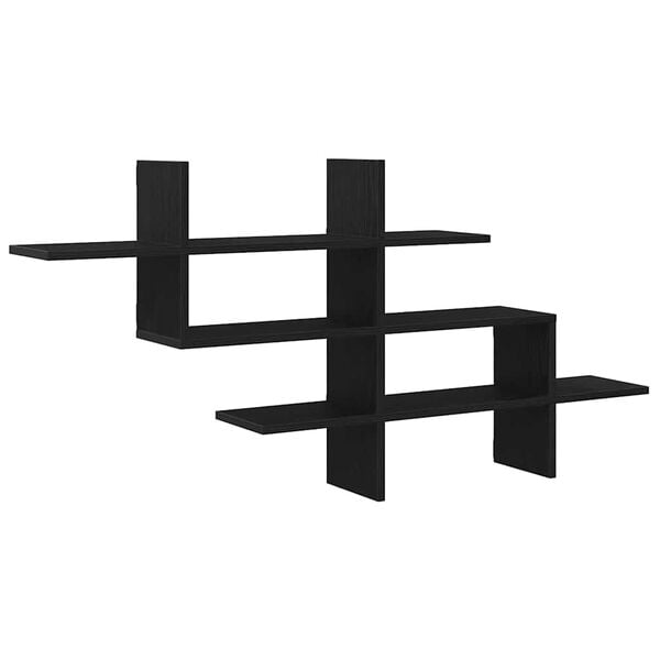 vidaXL Wall Shelf Black Oak 124,5x18x60,5 cm Engineered Wood