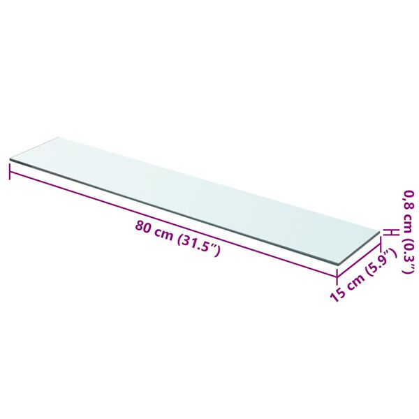 vidaXL Glass Panel Set of 2 Clear Tempered Glass 31.5 x 5.9 in