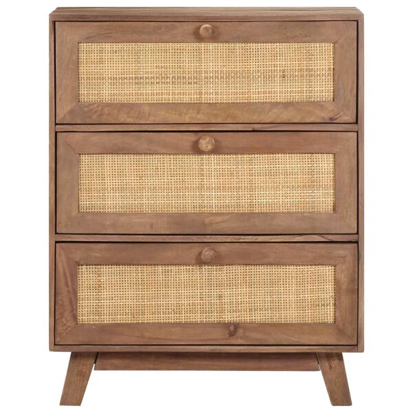 vidaXL Sideboard Wheat finish Solid mango wood with natural cane Medium