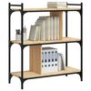 vidaXL Bookcase Sonoma oak Engineered wood, metal 3-tier Adjustable Feet