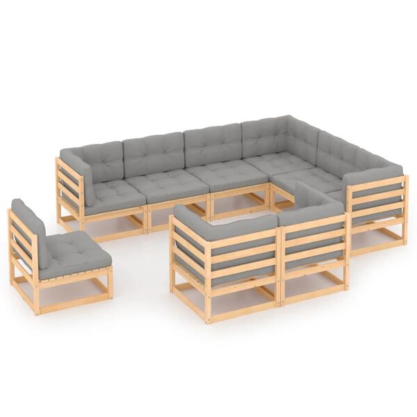 vidaXL Garden Lounge Set Natural wood Solid pine wood Large Modular