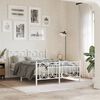 vidaXL Bed Frame White Steel Double Bed Frame Rectangular Modern