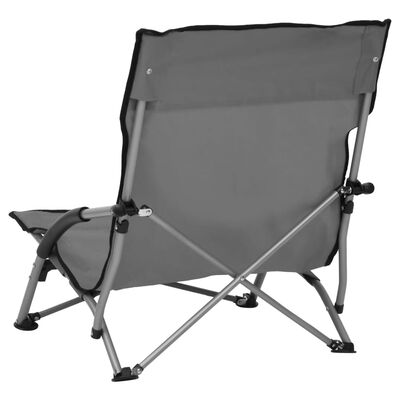 vidaXL Folding Beach Chairs 2 pcs Gray Fabric