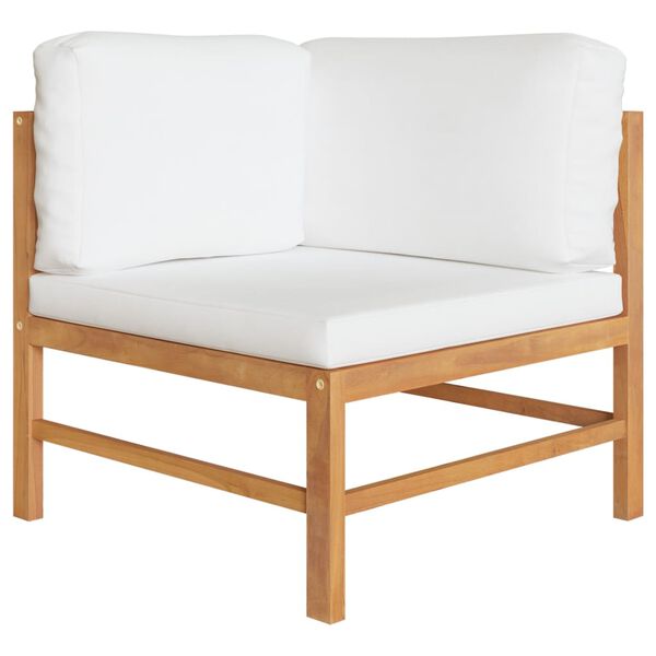 vidaXL Garden Lounge Set Cream Solid Teak Wood, Polyester Standard Tough