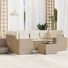 vidaXL Garden Sofa Set Beige, Cream white PE Rattan 7 Piece Set
