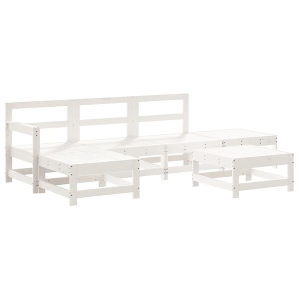 vidaXL Garden Lounge Set White Solid pine wood Modular Lounge Set