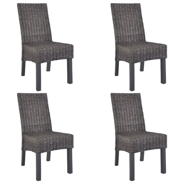 vidaXL Dining Chair Set of 4 Brown with gray wash finish