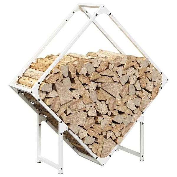 vidaXL Firewood Rack White 31.5x9.8x31.5" Cold-rolled steel