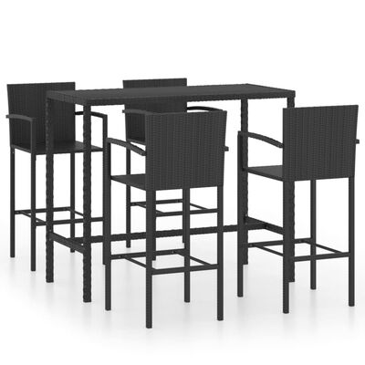 vidaXL 5 Piece Patio Bar Set Poly Rattan Black