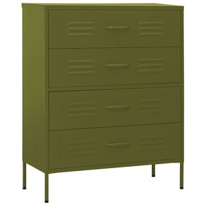 vidaXL Chest Of Drawer Olive Green Steel Medium Height-Adjustable