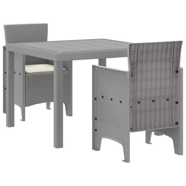 vidaXL Garden Dining Set 3 pcs Light Grey Polt rattan