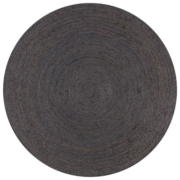 vidaXL Area Rug Dark Grey Braided Jute 47.2 in Durable Area Rug