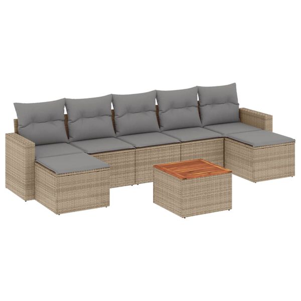 vidaXL Garden Sofa Set Mix Beige PE Rattan Large Modular