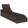 vidaXL Folding Sun Lounger with Cushion and Storage Brown Poly Rattan