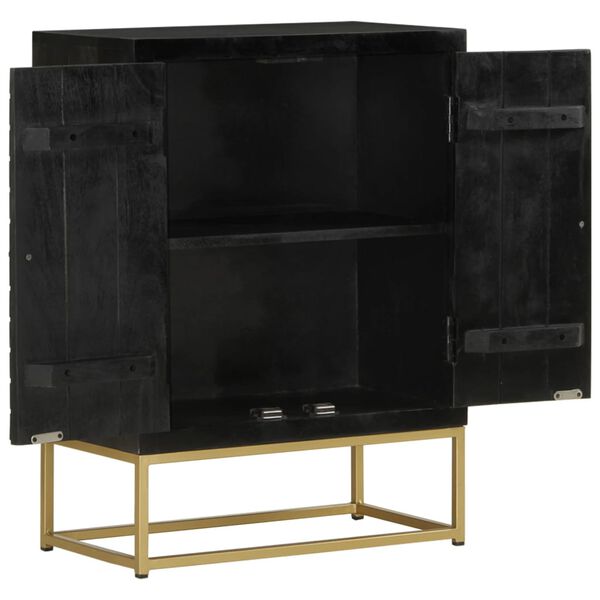vidaXL Sideboard Black and Gold Solid mango wood Medium Sideboard
