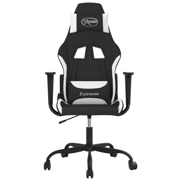 vidaXL Gaming Chair Black and White Fabric