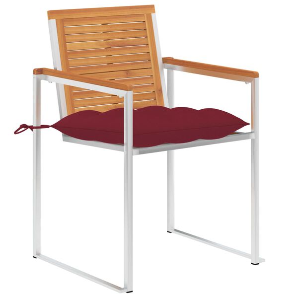 vidaXL Patio Chairs with Cushions 2 pcs Solid Acacia Wood and Steel