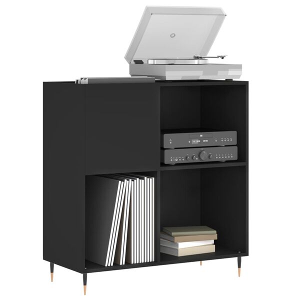 vidaXL Record Cabinet Black Engineered Wood 33.3 x 15.0 x 35.0 in Modern