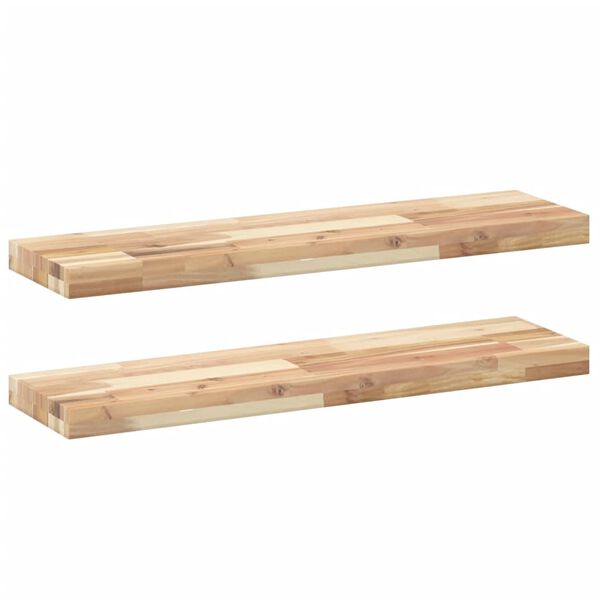vidaXL Floating Shelf Set of 2 Natural Solid Acacia wood