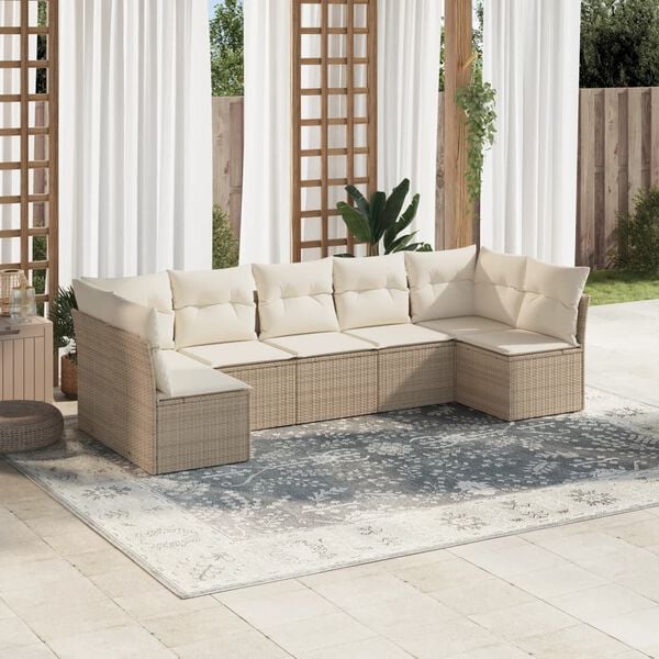 vidaXL Garden Sofa Set Beige, Cream White