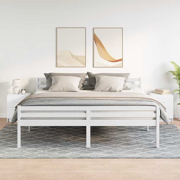 vidaXL Bedside Cabinet Set of 2 White Engineered wood Rectangular