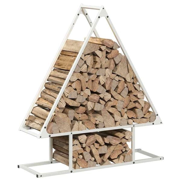 vidaXL Firewood Rack White 31.5x9.8x35.4" Cold-rolled steel