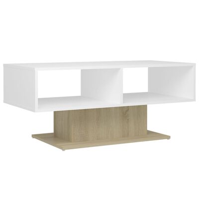 vidaXL Coffee Table White and Sonoma Oak 40.7"x19.7"x17.5" Engineered Wood