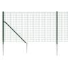 vidaXL Wire Mesh Fence with Spike Anchors Green 3.6x82.0'