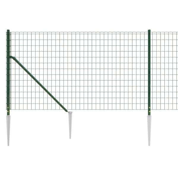 vidaXL Wire Mesh Fence with Spike Anchors Green 3.6x82.0'