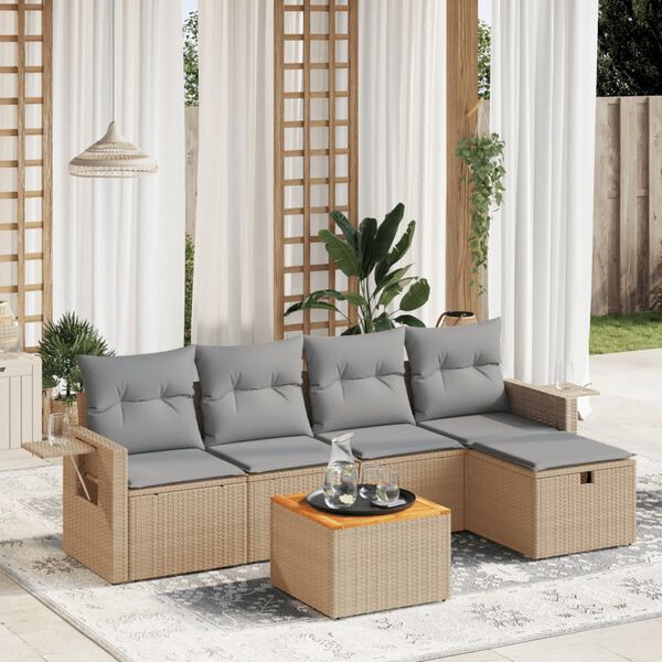vidaXL Garden Sofa Set Mix Beige PE rattan 6 Piece Modular
