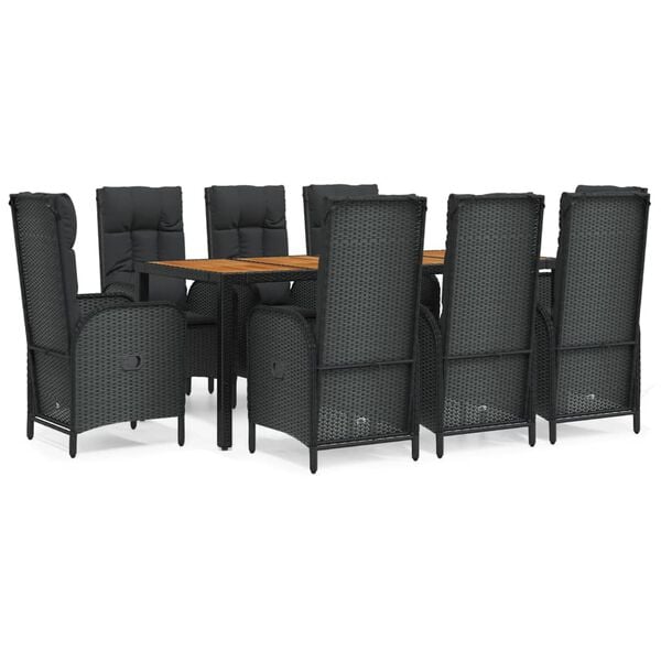 vidaXL Garden Dining Set Black