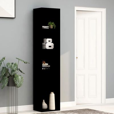 vidaXL Book Cabinet Black 15.7"x11.8"x74.4" Engineered Wood