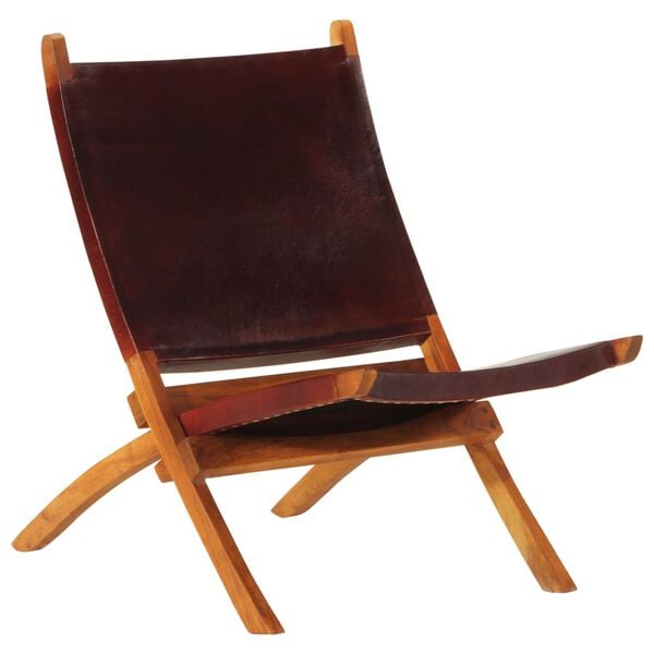 vidaXL Relaxing Chair Dark brown Goat leather, Solid acacia wood Medium