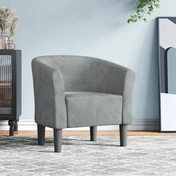 vidaXL Tub Chair Dark Grey Velvet, Pinewood, Plywood, Plastic Standard