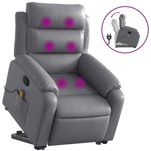 vidaXL Stand Up Massage Recliner Chair Gray