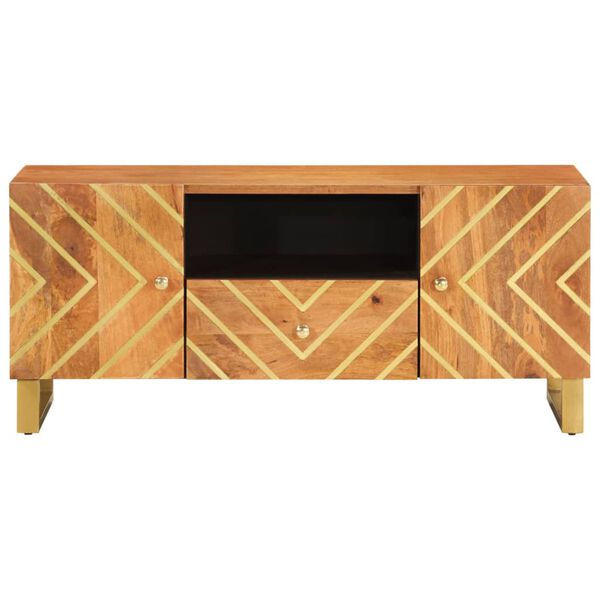 vidaXL TV Cabinet Brown and Black Solid mango wood, MDF, iron