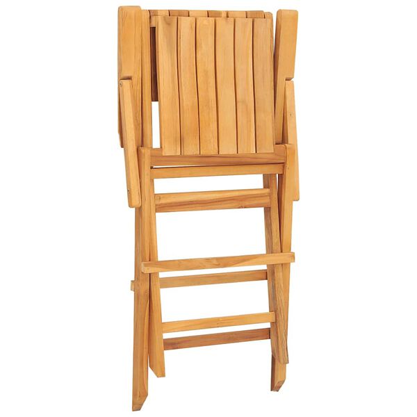 vidaXL Folding Garden Chair Set of 4 Natural Teak Solid teak wood