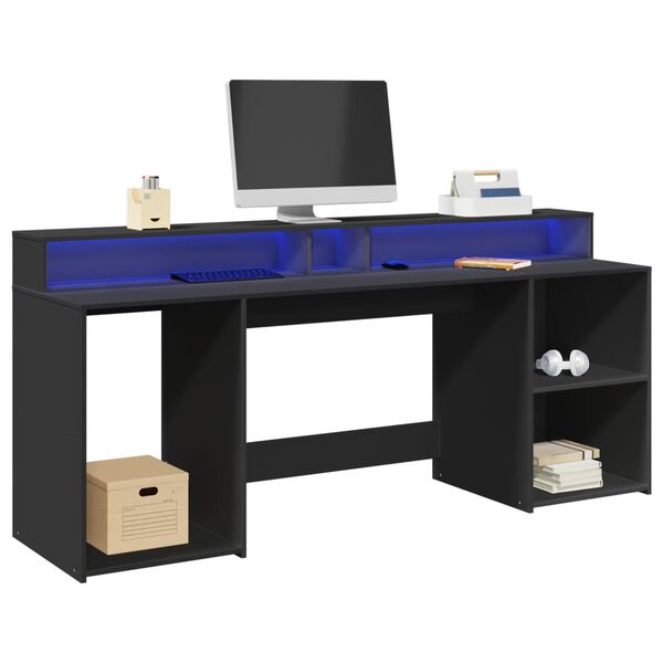 vidaXL Desk Black Engineered wood Large Computer Desk Rectangular