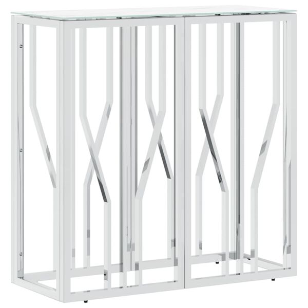 vidaXL Console Table Silver, White Marble Finish