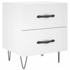 vidaXL Bedside Cabinet Set of 2 White Engineered wood, iron Medium